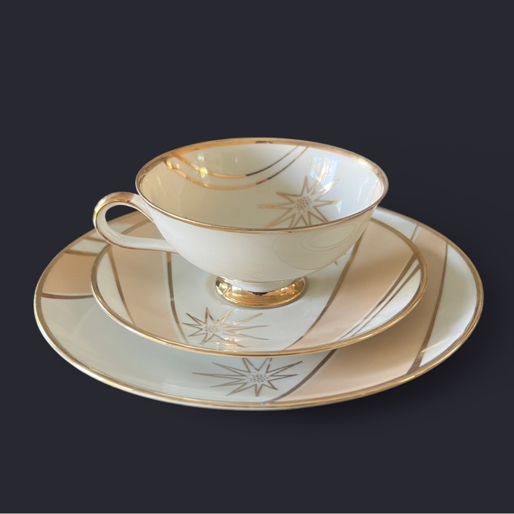 VINTAGE Art Deco Style Star Burst Pattern Winterling Bavaria tea set